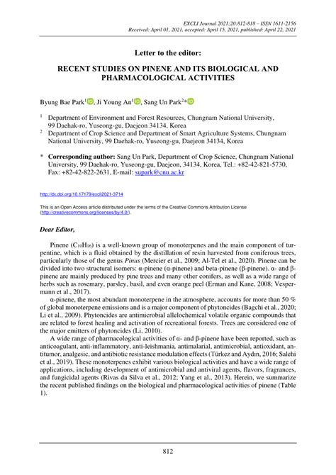 Recent studies on pinene and its biological and pharmacological .